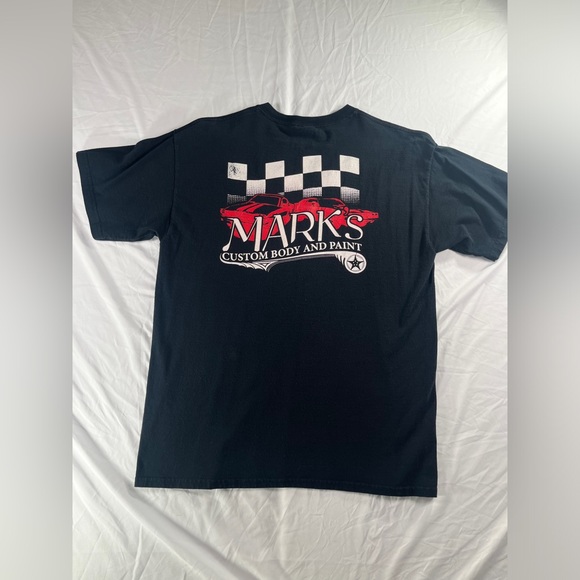 Men's Vintage Gildan Mark's Custom Body And Paint Black T-Shirt Size Large - Picture 11 of 13